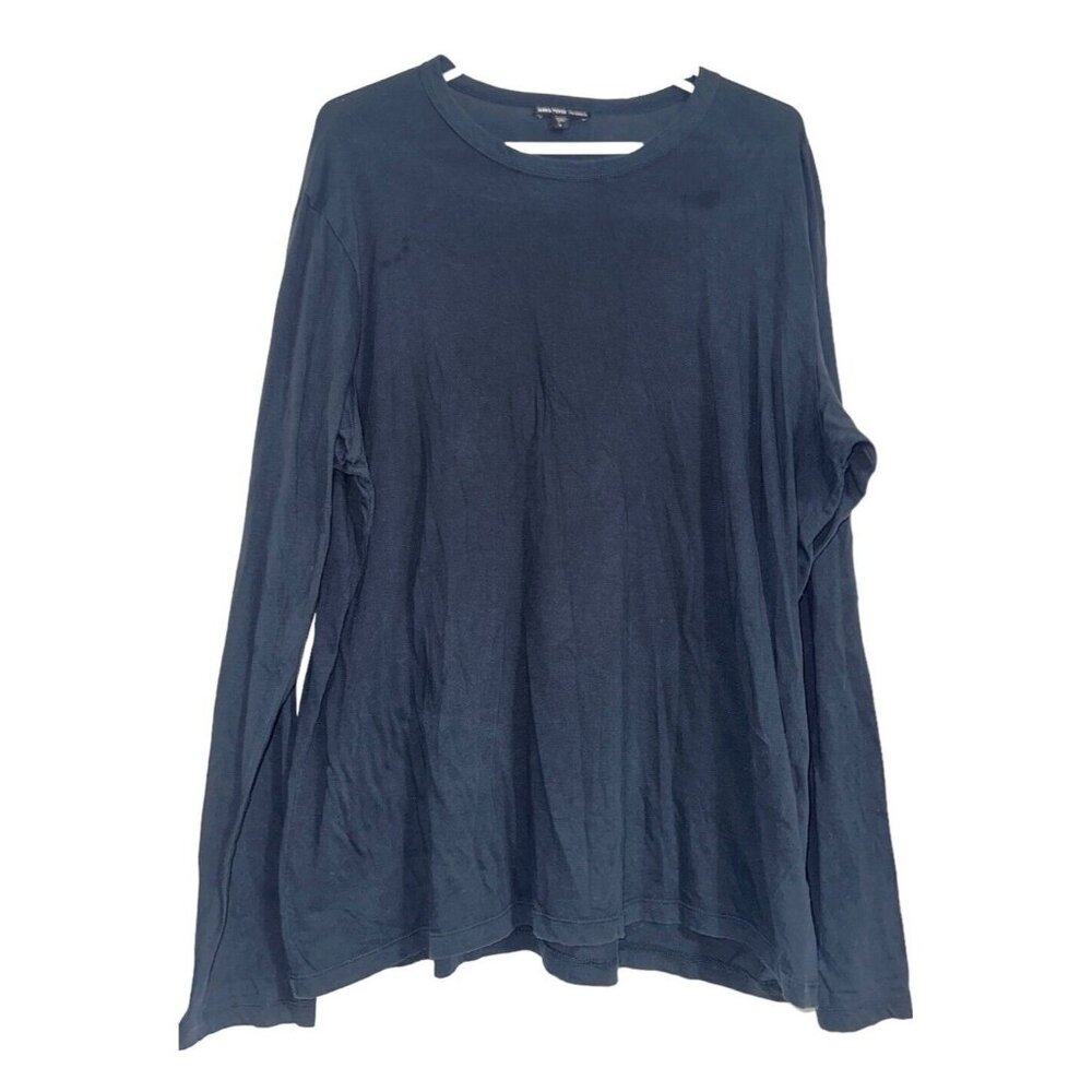 Standard James Perse Navy Blue Round Neck Long Sleeve Shirt Size 3 Large